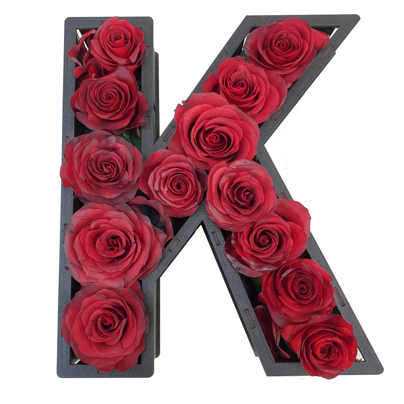  باکس گل رز حرف K 